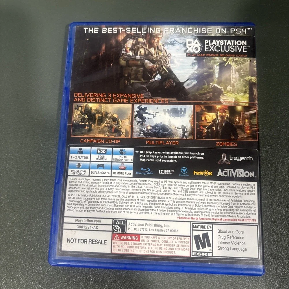 Call of Duty: Black Ops III 3 (Sony PlayStation 4, PS4) Complete in Box CIB